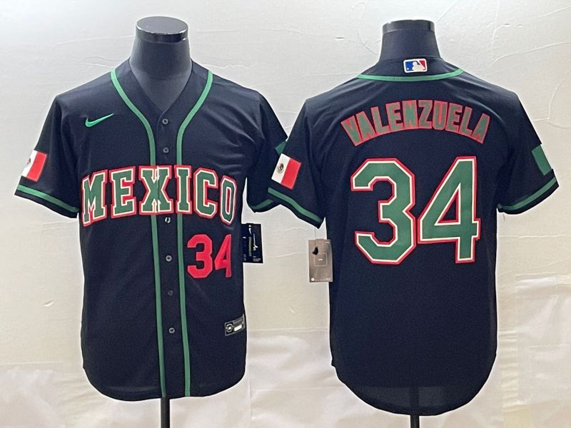 Men 2023 World Cub Mexico #34 Valenzuela Black Nike MLB Jersey4->more jerseys->MLB Jersey